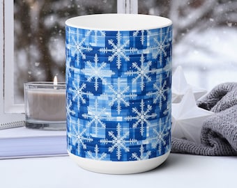 Frosty Snowflake Coffee Mug | Microwave and Dishwasher Safe Ceramic Cup | Winter Christmas Decor Housewarming Gifts Tea Hot Chocolate