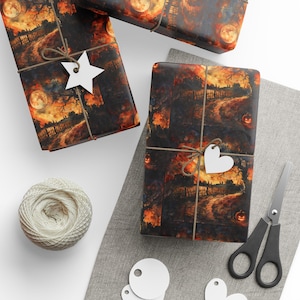 Spooky Wrapping Paper, Fall Wrapping Paper, Fall Gift Wrap, Decorative Paper, Autumn Birthday Gift Wrap, Halloween Wrapping Paper Rolls