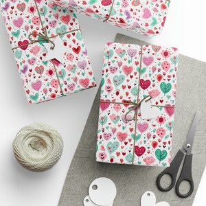Heart Garden Wrapping Paper, Valentine Wrapping Paper, Valentine Gift Wrap, Decorative Paper, Pink Gift Wrap, Wrapping Paper Rolls