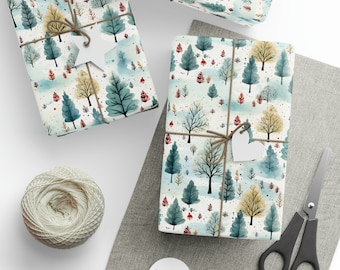 Winter Forest Wrapping Paper, Christmas Wrapping Paper, Christmas Gift Wrap, Decorative Paper, Holiday Gift Wrap, Wrapping Paper Rolls