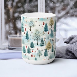 Winter Forest Coffee Mug | Microwave and Dishwasher Safe Ceramic Cup | Winter Christmas Decor Housewarming Gifts Tea Hot Chocolate