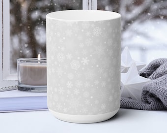 Snowflake Coffee Mug | Microwave and Dishwasher Safe Ceramic Cup | Winter Christmas Decor Housewarming Gifts Tea Hot Chocolate Gift