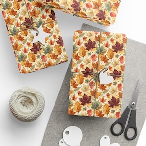 Watercolor Autumn Leaves Wrapping Paper, Fall Wrapping Paper, Fall Gift Wrap, Decorative Paper, Birthday Gift Wrap, Wrapping Paper Rolls