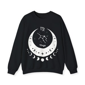 Lunar Virgo Zodiac Sweatshirt For Women Men | Trendy Star Sign Moon Phase Astrology Maiden Horoscope Teen Teenage Girl Gift Birthday Shirt