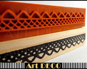 Wooden stamp border crocheted lace ornament 03