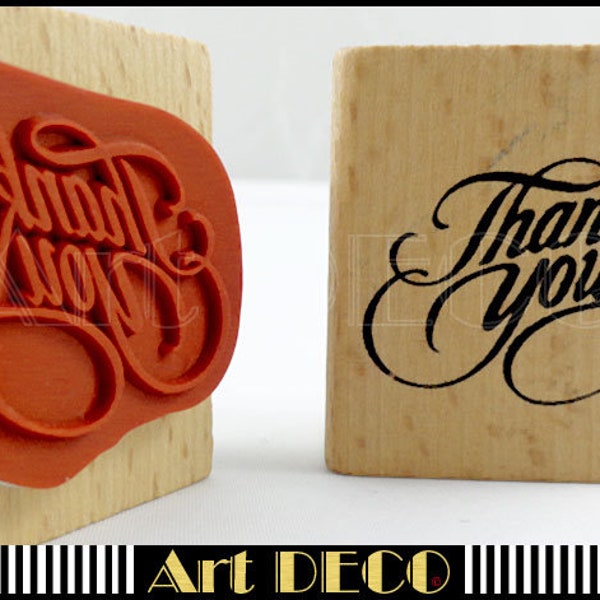 Timbro in legno *Thank you-01* 40x40x23mm