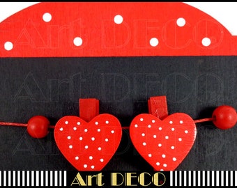 Wood Panel With Heart Clips # 01*