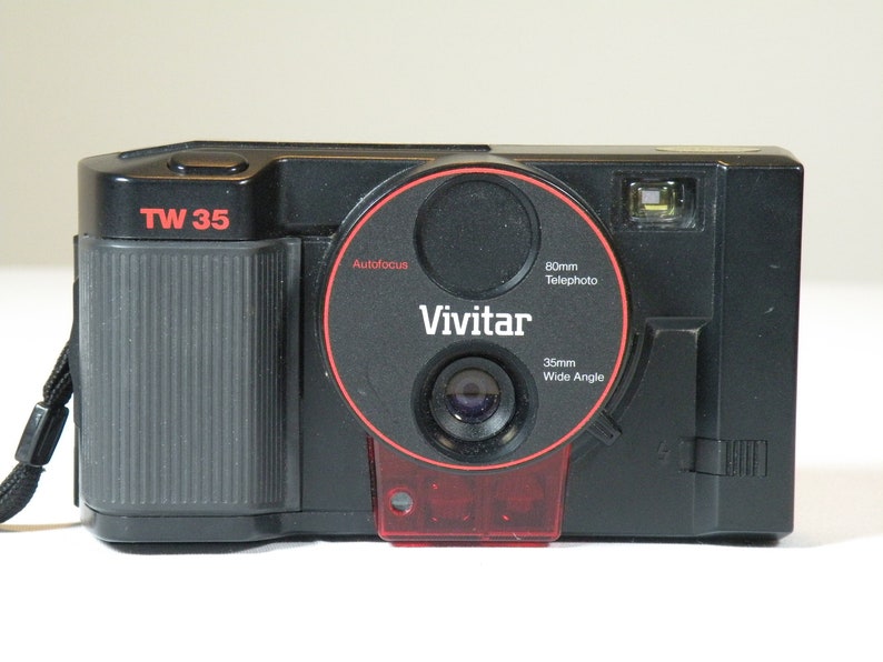 Retro Vivitar TW 35 Point and Shoot 35mm Film Camera Dual 35mm Wide Angle and 80mm Telephoto Lenses