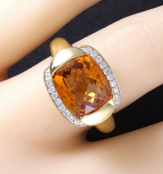 6 Carat Golden Citrine & Diamond Estate Ring 8.8 … - image 9