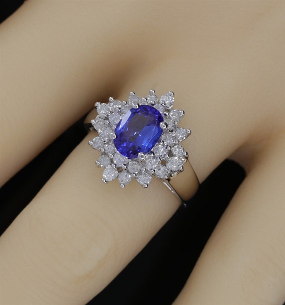 Estate 2.15Ct Diamond & Tanzanite 18K White Gold … - image 1