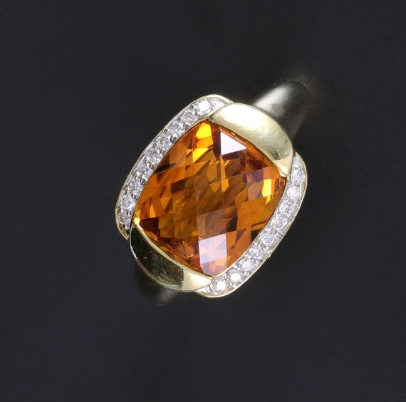 6 Carat Golden Citrine & Diamond Estate Ring 8.8 … - image 7