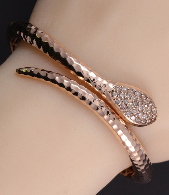 Roberto Coin 18K Rose Gold 1 Ct. Champagne Diamonds Snake Bangle