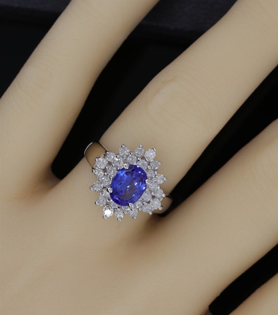 Estate 2.15Ct Diamond & Tanzanite 18K White Gold … - image 3