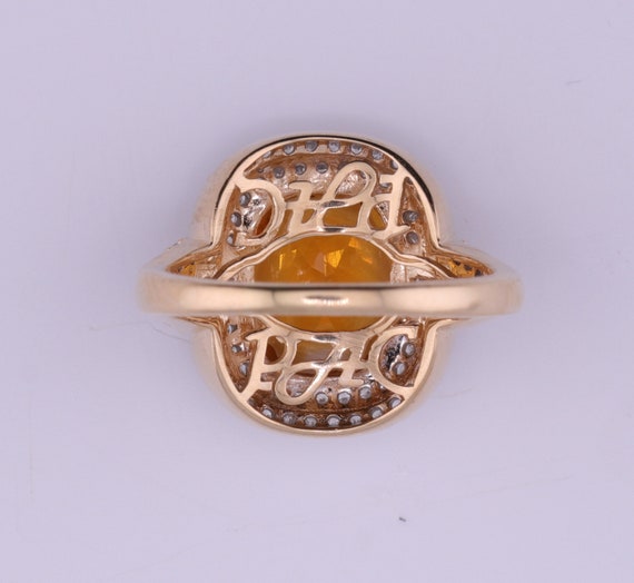 Gorgeous 14K Yellow Gold Diamond & Citrine Ring E… - image 3