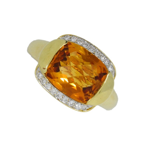 6 Carat Golden Citrine & Diamond Estate Ring 8.8 … - image 4