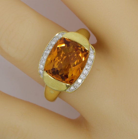 6 Carat Golden Citrine & Diamond Estate Ring 8.8 … - image 8