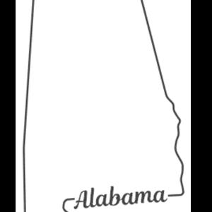 Contour de carte de l'Alabama avec texte