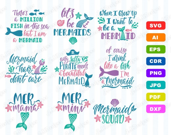 Download Mermaid Tail Word Text Svg Design 2 Svg Dxf Eps Ai Cdr Etsy