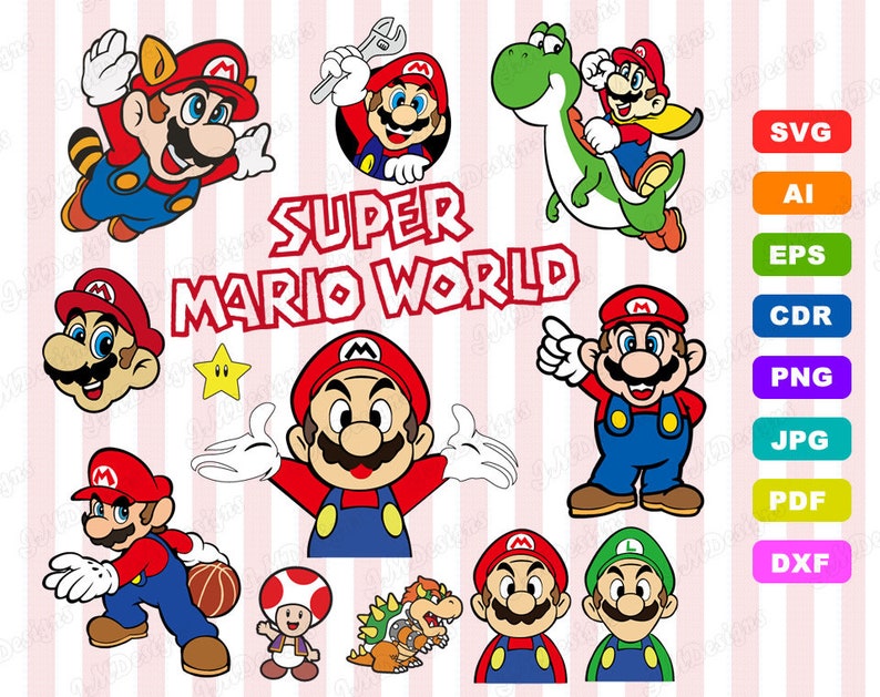 Download Super Mario svg Design ai SVGDXF EPSpng Files for | Etsy