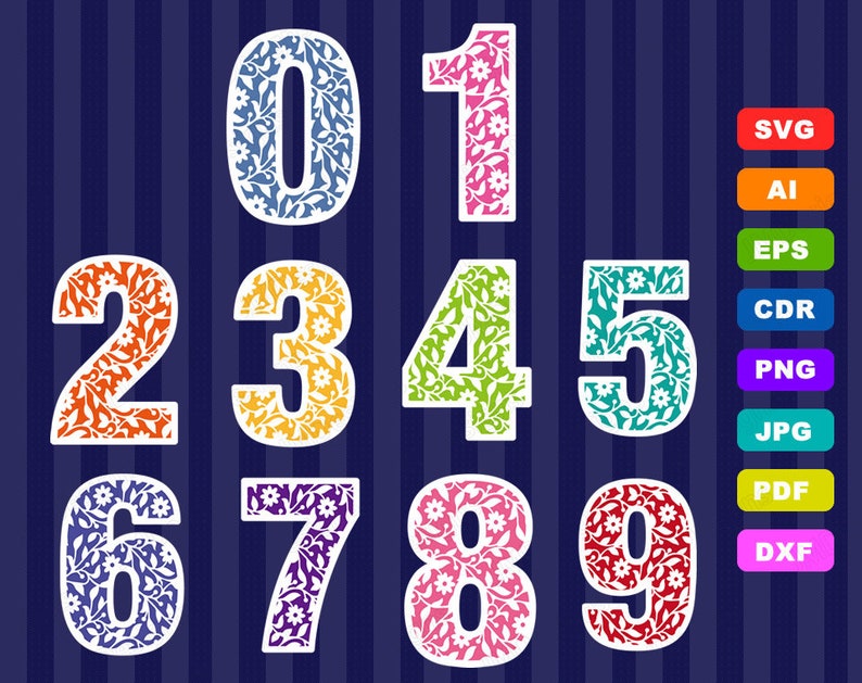 Download Hollow Pattern Numbers svg design ai SVG DXFEPSpng Files ...