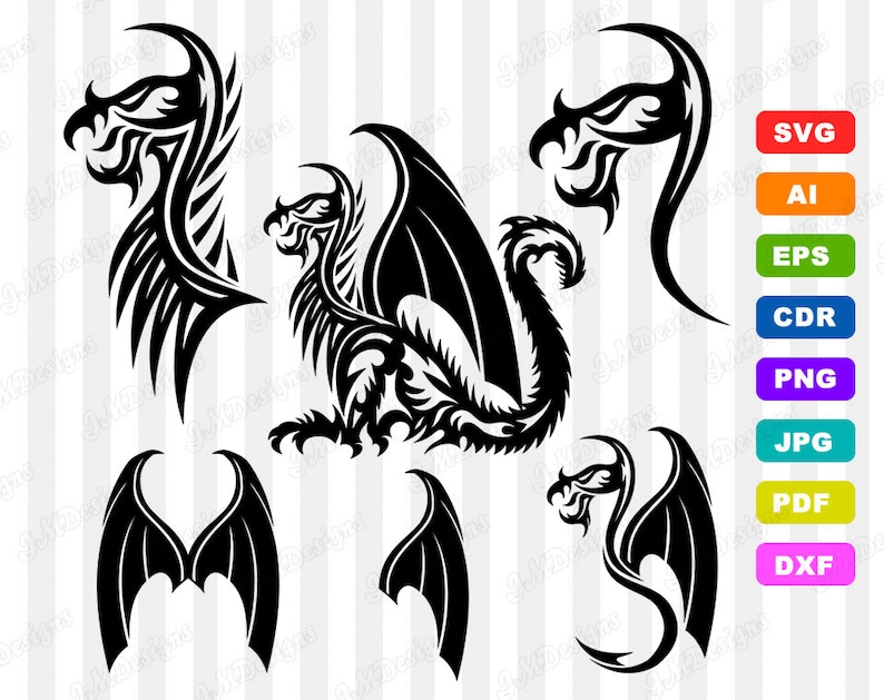 Download Dragon svg design 02 SVG DXF EPSpng Files for Cutting | Etsy