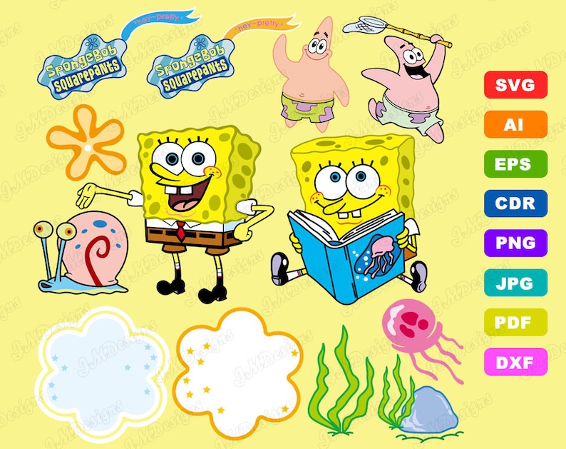 Spongebob Svg Design V2aisvgdxf EPS Png Files for - Etsy