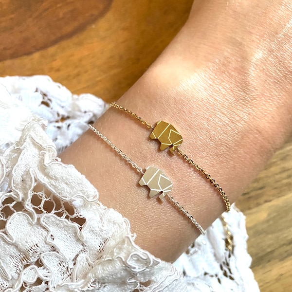 Armband Elefant silber,gold,Origami Stil,Geburtstagsgeschenk,Geschenk Weihnachten ,Geschenk beste Freundin,Freundschaftsarmband,klug,weise