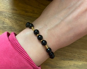 Bracelet obsidienne or, perles pierres précieuses, perles Miyuki or, bijoux pierres de guérison, cadeau fête des mères, bijoux Reiki, bijoux spirituels