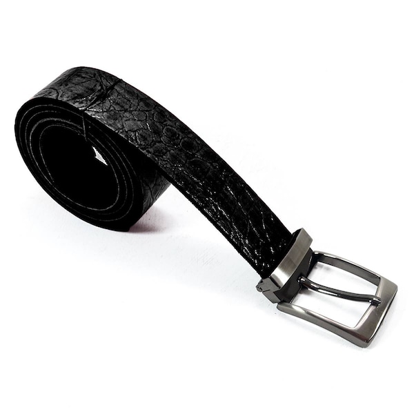 PeppeBelt Nero -  Ceintur pour homme fait main en cuir noir italien