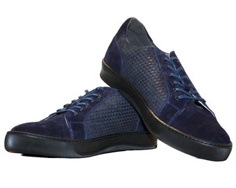 Modello Pianetto - Handmade Men's Shoes Italian Leather Navy Blue