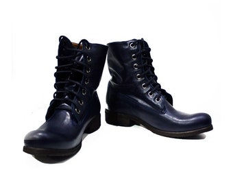 Modello Gabriele - Handmade Men's Shoes Italian Leather Navy