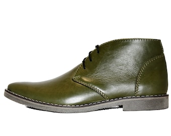 Modello Gardinello - Zapatos de hombre hechos a mano en cuero italiano verde