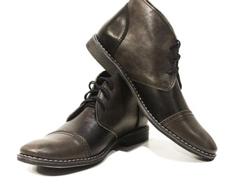 Modello Dario - Sapatos Masculinos Feitos à Mão em Couro Italiano Preto Cinza