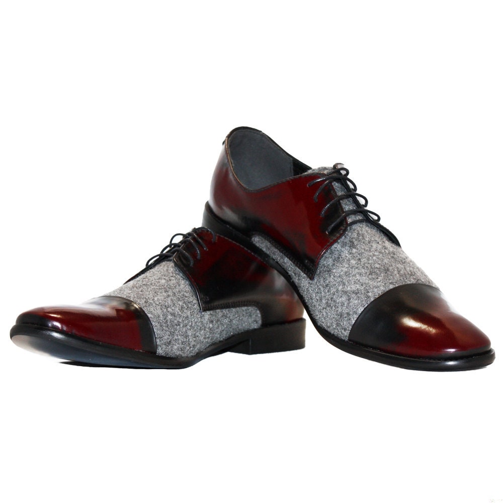 Modello Paolo Handmade Italian Men's Dress Shoes - Red Patent Cowhide Oxford Lace-Up Formal Shoes