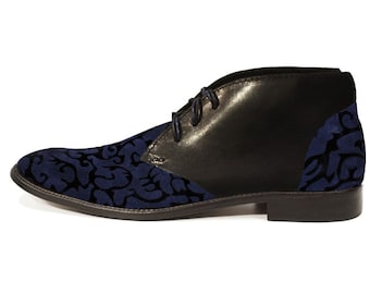 Modello Gossipi - Handmade Men's Shoes Italian Leather Navy Blue Black