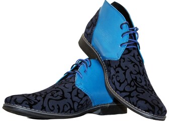 Modello Goffero - Handgemaakte herenschoenen Italiaans leer blauw marineblauw