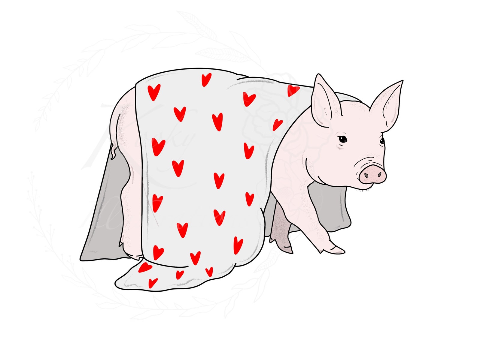 Pig print / pigs in blankets / vegan print / pig artwork / | Etsy