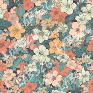 Elegant Vintage Flower Pattern - Sublimation Transfer Design - Seamless Background Tile Pattern