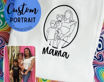 custom portrait from photo silhouette embroidered sweatshirt, embroidered sweatshirt, anniversary gift, portrait sweatshirt