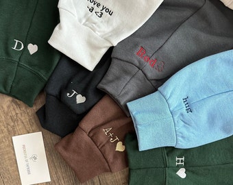Custom embroidered sweatshirt, custom sleeve sweatshirt, personalized gift, anniversary gift, engagement gift, valentines day gift