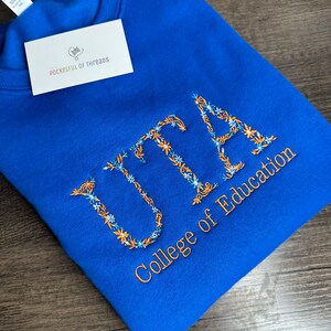 Custom embroidered university, college, sorority, business sweatshirt, embroidered college sweatshirt, floral sweatshirt, gift