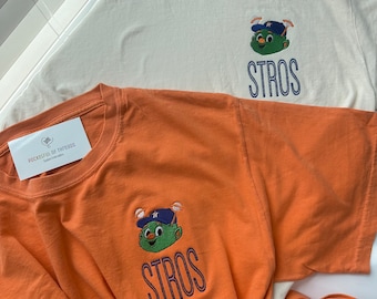 Camiseta bordada de los Houston Astros. Ciudad espacial. Órbita.