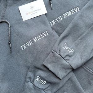 Roman numeral embroidered hoodie, anniversary, gift, sweatshirt, date, gift for him, gift for her, custom, embroidery, personalized