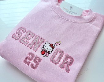 Custom embroidered senior kitty swearshirt