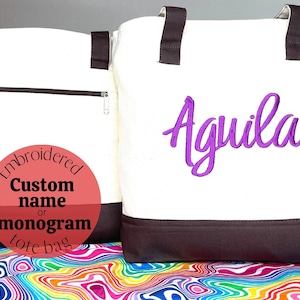 Custom Embroidered Tote Bag, Embroidered Tote Bag, Custom Bag, Monogrammed Tote Bag, Bridesmaid Tote Bag, Beach bag, Bridesmaid Gift