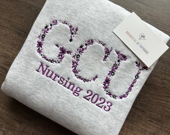 Custom embroidered university, college, sorority, business sweatshirt, embroidered college sweatshirt, floral sweatshirt, gift