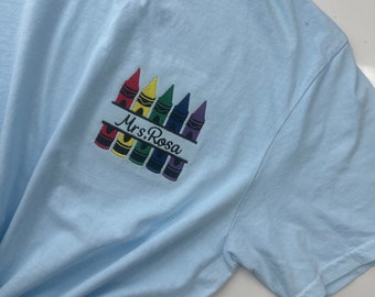 Embroidered teacher TShirt. Personalized teacher gift. Teacher appreciation gift