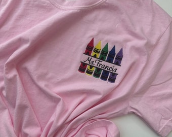 Embroidered teacher TShirt. Personalized teacher gift. Teacher appreciation gift