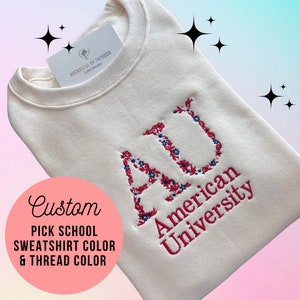 Custom embroidered university, college, sorority, business sweatshirt, embroidered college sweatshirt, floral sweatshirt, gift