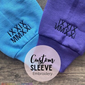 Custom Embroidered Roman numeral sweatshirt, initial heart sweatshirt, couple shirt, initial on sleeve, couple shirt, bridesmaid gift,